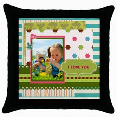 kids - Throw Pillow Case (Black)