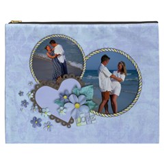 Love- Blue Flowers XXXL cosmetic bag (7 styles) - Cosmetic Bag (XXXL)