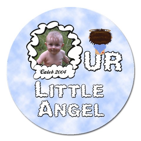 Our Little Angel Boy Round 5 Inch Magnet By Chere s Creations Front