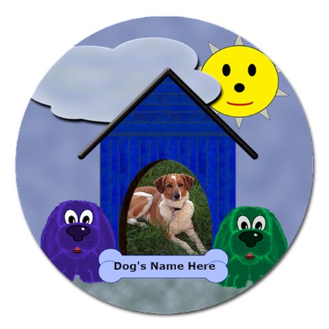 Doghouse Round 5 Inch Magnet By Chere s Creations Front