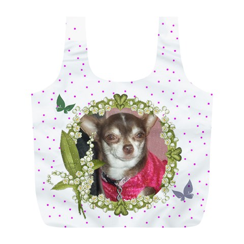 Pink Polka Dots Full Print Recycke Bag (l) By Kim Blair Back