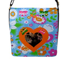 Love Flower Flap Closure Messenger Bag #6 - Flap Closure Messenger Bag (L)