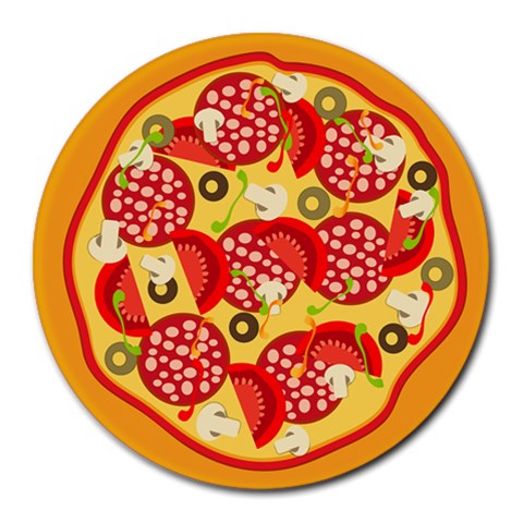 Pizza By Divad Brown 8 x8  Round Mousepad - 1