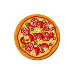 pizza - Rubber Round Coaster (4 pack)