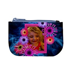 Pink petals on blue smoke girl purse with photo frame - Mini Coin Purse