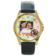 mothers day - Round Gold Metal Watch