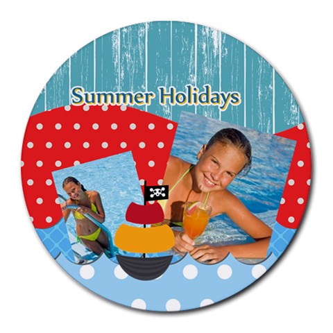 Summer By Summer Time 8 x8  Round Mousepad - 1