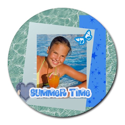 Summer By Summer Time 8 x8  Round Mousepad - 1