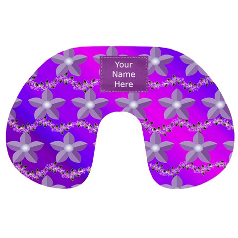 Purple Flowered Travel Neck Pillow By Kim Blair Front