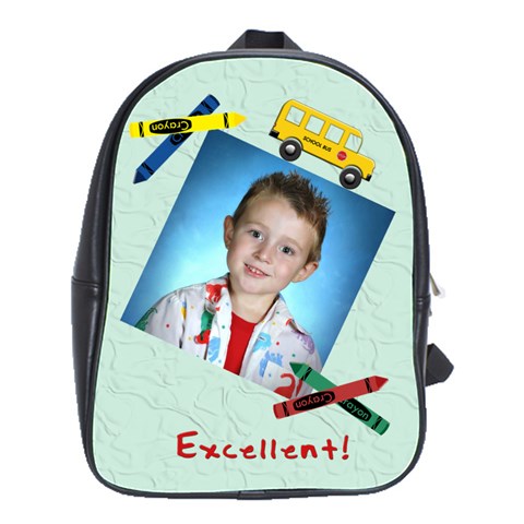Crayons And Bus School Backpack Large By Chere s Creations Front