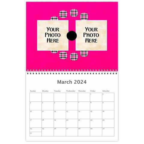 2024 Black White And Pink Calendar By Lisa Minor Mar 2024