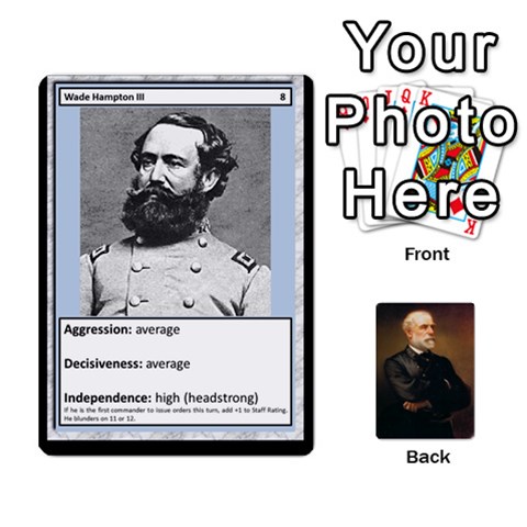 Ace Confederate Officer Cards By Craig Welter Front - SpadeA