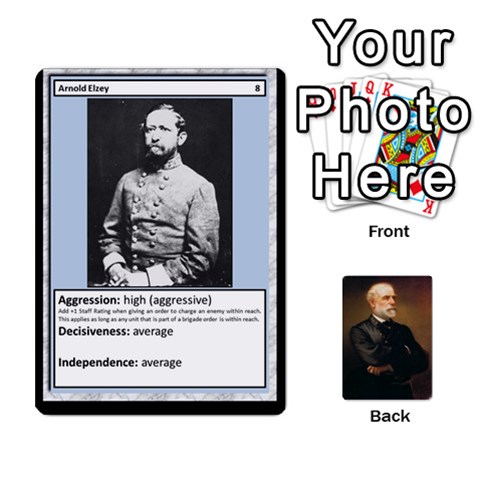 Ace Confederate Officer Cards By Craig Welter Front - HeartA