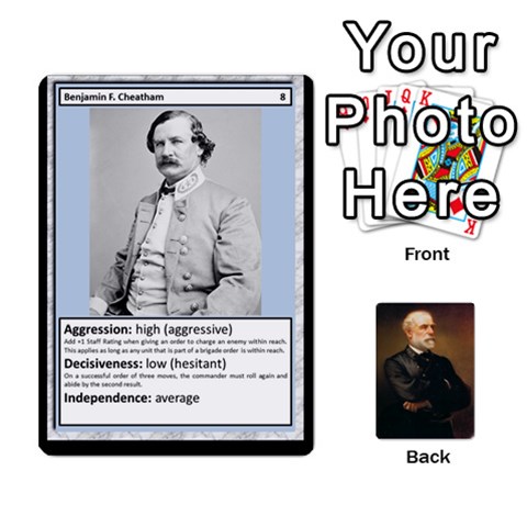 Confederate Officer Cards By Craig Welter Front - Spade7