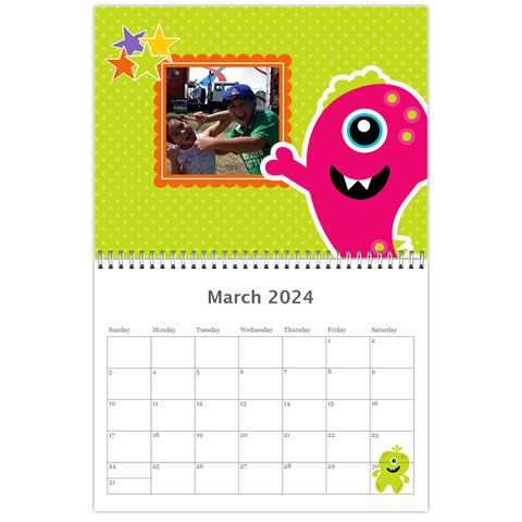 Wall Calendar 11 X 8 5 : Monsters By Jennyl Mar 2024