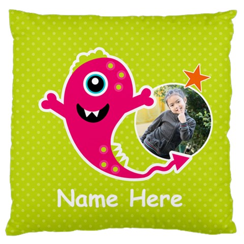 Large Cushion Case (one Side) : Monster 4 By Jennyl Front