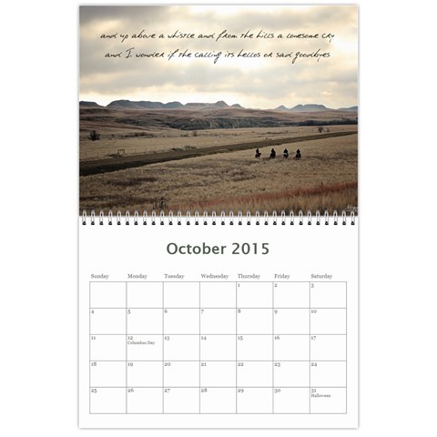2015 Calendar By Megan Pennington Oct 2015