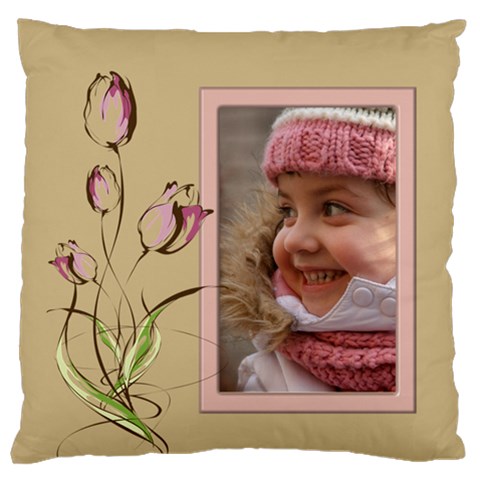 Pink Tulip Standard Flano Cushion Case By Deborah Front