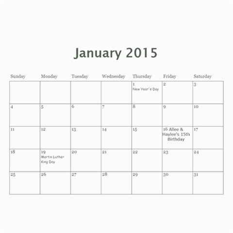 K s Dad s Calendar By Bonnie Benham Feb 2015