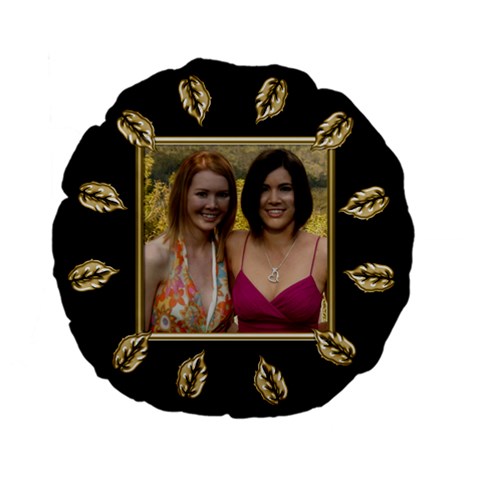 Black And Gold Standard Flano Round Cushion By Deborah Front