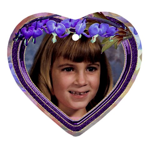 Purple Bleedingheart Heart Ornament Two Sides By Chere s Creations Front