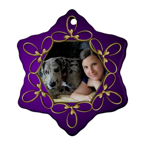 Pup Purple And Gold Snowflake  Ornament (2 Sided) By Deborah Front