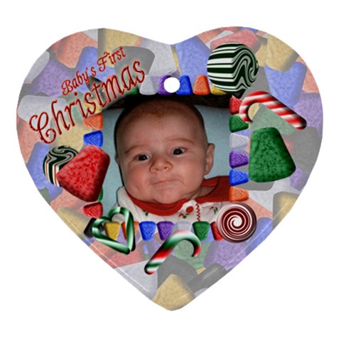 Baby s First Christmas Heart Ornament Two Sides By Chere s Creations Front