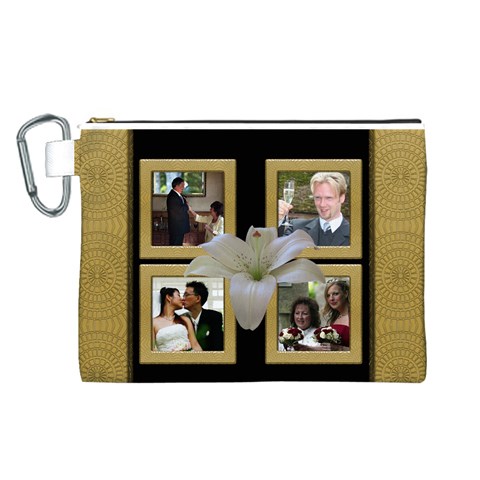 Our Wedding Anniversary Canvas Cosmetic Bag (large) By Deborah Front