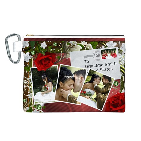 Our Uk Wedding Canvas Cosmetic Bag (large) By Deborah Front