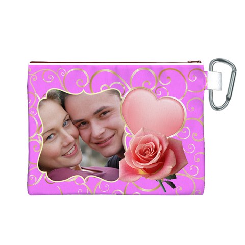 Pink Sweet Love Canvas Cosmetic Bag (large) By Deborah Back