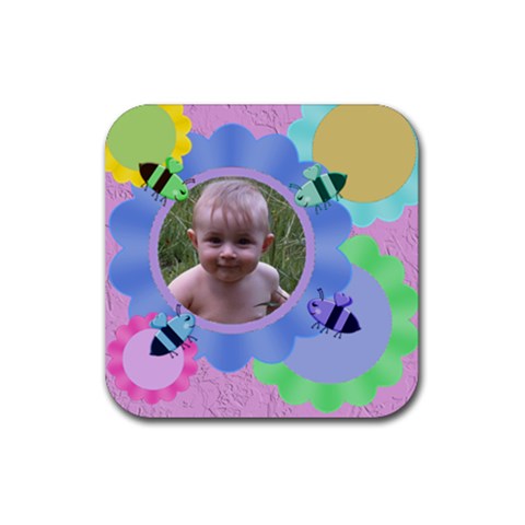 Bees And Flowers Rubber Coaster By Chere s Creations Front