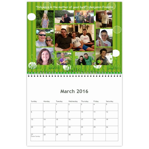 Calendar 2016 By Debbie Mar 2016