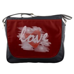 Romantic Watercolor Heart Love Red - Messenger Bag