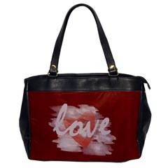 Romantic Watercolor Heart Love Red Bag - Oversize Office Handbag