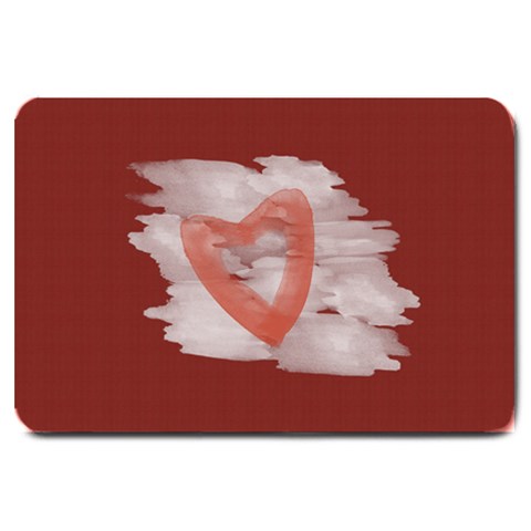 Bright Red Watercolor Heart By Lucy 30 x20  Door Mat