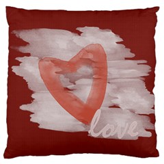 Bright Red Romantic Watercolor Love Canvas cushion case - Large Premium Plush Fleece Cushion Case (One Side)