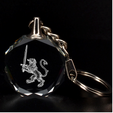 Engraved Lion With Sword Key Chain By Rd Front