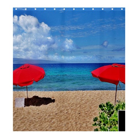 Red Umbrella Beach Set Shower Curtain By Pamela Sue Goforth 58.75 x64.8  Curtain