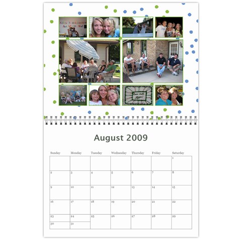 Megs Calendar By Julie Van Sambeek Aug 2009