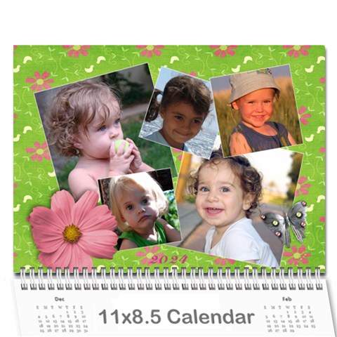 Pinky Green Floral 2024 Calendar By Mikki Cover