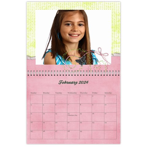 Pinky Green Floral 2024 Calendar By Mikki Feb 2024