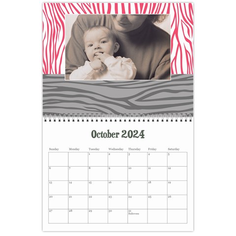 Zebra Glitter/teen/tween Calendar, 12 Months By Mikki Oct 2024