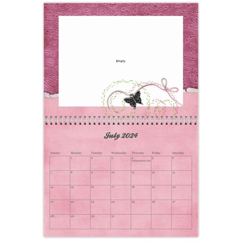 Pinky Green Floral Calendar 2024 By Mikki Jul 2024