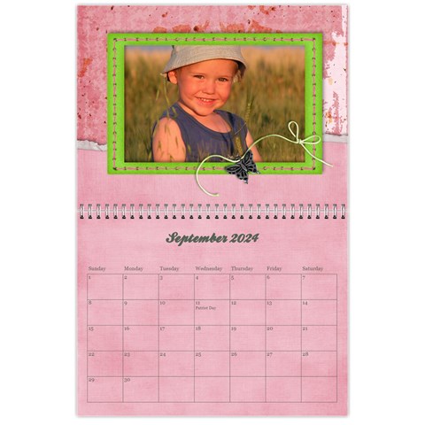 Pinky Green Floral Calendar 2024 By Mikki Sep 2024