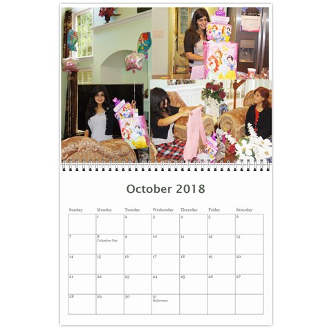 Calendar 2018 By Angel Sharma Oct 2018