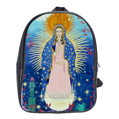 Leather Back Pack With Our Lady Of Guadalupe By David Von Braun Front