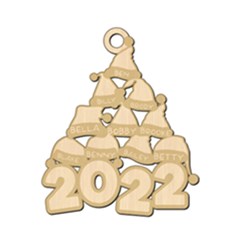 Personalized 10 Names Santa Hats Christmas Family - Wood Ornament