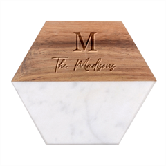 Personalized Family Name - Marble Wood Coaster (Hexagon) 