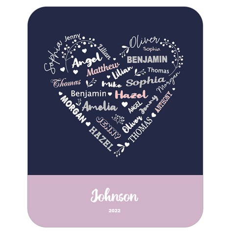 Personalized Family Name Love Heart By Wanni 60 x50  Blanket Front