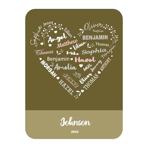 Personalized Family Name Love Heart By Wanni 35 x27  Blanket Front